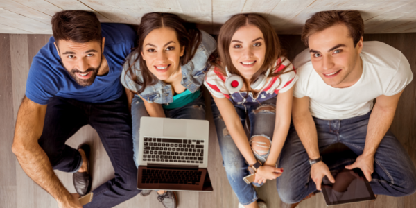 Young people looking up